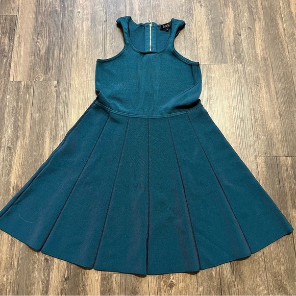 ANGL Sleeveless Halter A Line Knee Length Green Fit & Flare Dress Party Size L - Picture 13 of 15